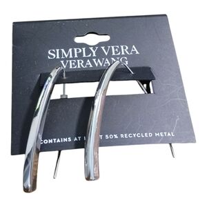 NWT Simply Vera Vera Wang Silver Hook Minimalist Earrings